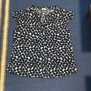 Calvin Klein navy blue and White Patterned Blouse